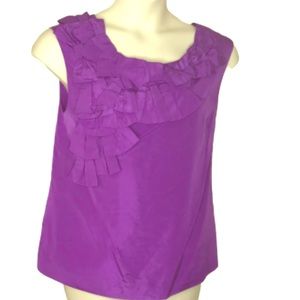 Kate spade ruffles satin purple blouse medium